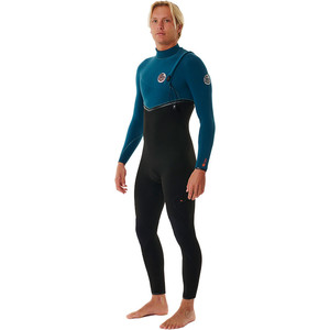 2024 Rip Curl Mens E-Bomb 4/3mm Zip Free Wetsuit 14TMFS - Blue Green